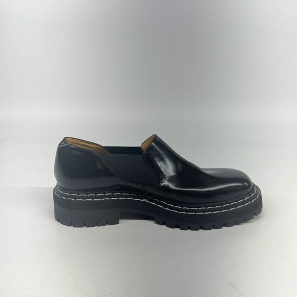 Proenza Schouler Black Leather Platform Slip-On Loafers Size 10 New Without Box - Picture 1 of 5